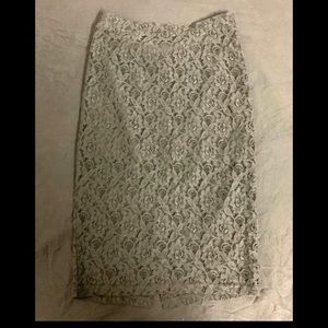 Black Floral Lace Midi Skirt